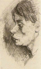 Репродукция картины "head of a peasant woman, bareheaded" художника "ван гог винсент"