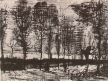 Картина "lane with poplars" художника "ван гог винсент"