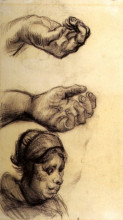 Картина "two hands and a woman s head" художника "ван гог винсент"