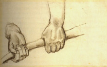 Репродукция картины "two hands with a stick" художника "ван гог винсент"