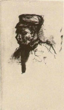 Репродукция картины "head of a peasant with cap" художника "ван гог винсент"