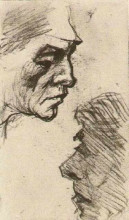 Копия картины "two heads of men" художника "ван гог винсент"
