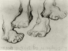 Репродукция картины "four sketches of a foot" художника "ван гог винсент"