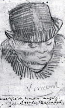 Репродукция картины "head of a man with hat" художника "ван гог винсент"