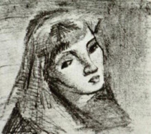 Репродукция картины "head of a woman with her hair loose" художника "ван гог винсент"