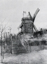 Картина "le moulin de la galette" художника "ван гог винсент"