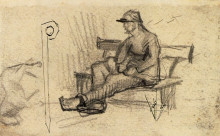 Репродукция картины "man on a bench" художника "ван гог винсент"