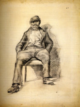 Картина "seated man with a moustache and cap" художника "ван гог винсент"