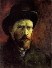 Репродукция картины "self-portrait with dark felt hat" художника "ван гог винсент"