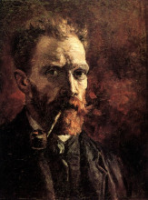 Картина "self-portrait with pipe" художника "ван гог винсент"