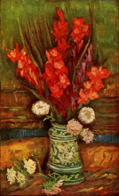 Картина "still life - vase with red gladiolas" художника "ван гог винсент"