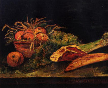 Картина "still life with apples, meat and a roll" художника "ван гог винсент"