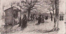 Репродукция картины "the terrace of the tuileries with people walking" художника "ван гог винсент"