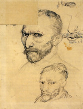 Репродукция картины "two self-portraits and several details" художника "ван гог винсент"