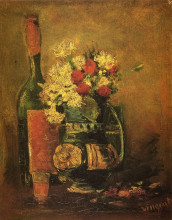 Репродукция картины "vase with carnations and bottle" художника "ван гог винсент"
