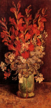 Репродукция картины "vase with gladioli and carnations" художника "ван гог винсент"