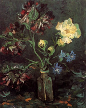 Картина "vase with myosotis and peonies" художника "ван гог винсент"