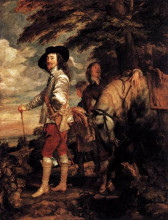 Копия картины "карл i, король англии на охоте" художника "ван дейк антонис"