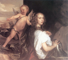 Репродукция картины "портрет девушки как эрминии в сопровождении купидона" художника "ван дейк антонис"