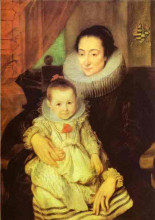 Репродукция картины "мари кларисса, жена яна вовериуса, с их ребенком" художника "ван дейк антонис"