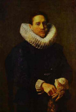 Картина "портрет джентельмена, надевающего перчатки" художника "ван дейк антонис"