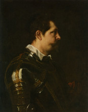 Картина "портрет военнокомандующего в вороненых доспехах с белым воротником и красным поясом" художника "ван дейк антонис"