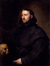 Копия картины "портрет монаха-бенедиктинца с черепом" художника "ван дейк антонис"