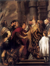 Картина "св. амвросий запрещает императору феодосию входить в миланский собор" художника "ван дейк антонис"
