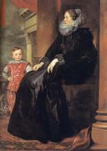 Репродукция картины "генуэзская дворянка с сыном" художника "ван дейк антонис"