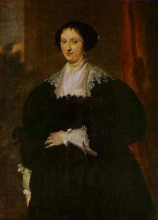 Копия картины "портрет дамы в черном перед красной портьерой" художника "ван дейк антонис"