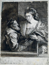 Репродукция картины "тициан с любовницей" художника "ван дейк антонис"