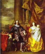 Копия картины "карл i и королева генриетта мария с чарльзом, принцем уэльским и принцессой марией" художника "ван дейк антонис"