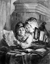 Репродукция картины "boy and girl looking at drawings" художника "ван стрий абрахам"