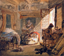 Репродукция картины "cobbler and his family" художника "ван стрий абрахам"