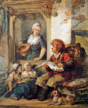 Картина "fish salesman at woman and chidren" художника "ван стрий абрахам"