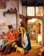 Репродукция картины "interior with soldier and maid" художника "ван стрий абрахам"