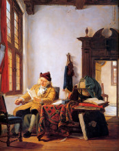 Копия картины "merchant at a table near window" художника "ван стрий абрахам"