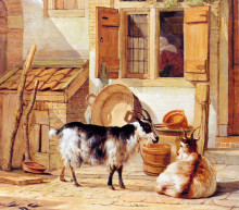 Картина "two goats in a yard" художника "ван стрий абрахам"