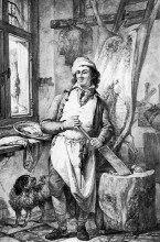 Копия картины "butcher in his shop" художника "ван стрий абрахам"