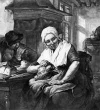 Репродукция картины "interior with a woman and man" художника "ван стрий абрахам"