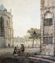 Картина "grotekerksplein in dordrecht" художника "ван стрий якоб"