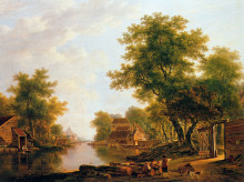 Картина "landscape with river near dordrecht" художника "ван стрий якоб"