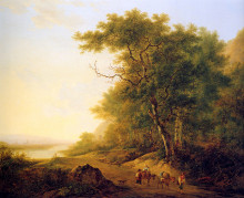 Репродукция картины "mountainous landscape with travellers sun__mountainous-landscape-with-travellers" художника "ван стрий якоб"