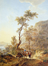 Копия картины "italian landscape with herdsmen couple" художника "ван стрий якоб"