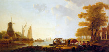 Копия картины "riverlandscape with mill" художника "ван стрий якоб"