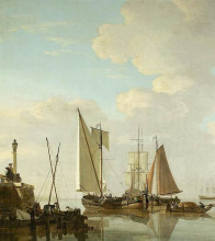 Копия картины "two boeiers and a cat under sail" художника "ван стрий якоб"