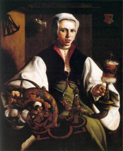 Репродукция картины "portrait of a lady spinning" художника "ван хемскерк мартен"