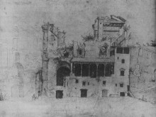 Картина "early palazzo colonna with remains of the ancient temple of serapis" художника "ван хемскерк мартен"