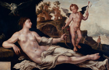 Копия картины "venus and amor" художника "ван хемскерк мартен"
