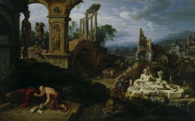 Картина "landscape with st. jerome" художника "ван хемскерк мартен"